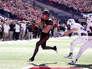 Brandon Reilly had four catches for 83 yards and a touchdown (Photo Courtesy Scott Bruhn/Nebraska Communications)