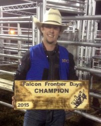 Ethan Lesiak was the 2015 champion bull rider during the Falcon Frontier Days Rodeo put on by the University of Wisconsin–River Falls.