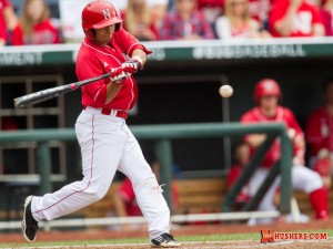 Steven Reveles hit his first career home run on Sunday (Photo Courtesy Nate Olsen/Nebraska Communications)