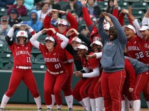 Nebraska scored a school-record 26 runs to give Rhonda Revelle her 900th win at Nebraska. (Photo Courtesy Stephanie Carpenter/Nebraska Communications)