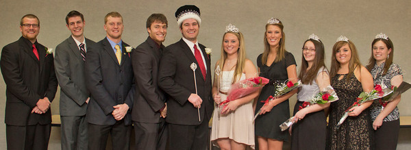 Chadron State College 2013 Ivy Day Court- Jens Johnson, son of Dan and Kerry Johnson, Chadron, Neb., T.J. Thomson, son of Terry and Trudy Thomson, Golden, Colo., Shea Koch, son of Mark and Dawn Koch, Custer, S.D., Bryce Harrington, Son of Kim Harrington, Grand Island, Neb. Keanna Gross, daughter of John and Peggy Gross, Ainsworth, Neb., Jill Schiltmeyer, daughter of Bob and Sue Schiltmeyer, Elgin, Neb., McKenzie Owen, daughter of Dr. Joel and Ronda Owen, Valentine, Neb., and Kate Seifer, daughter of Dean and Sherri Seifer, Tryon, Neb.