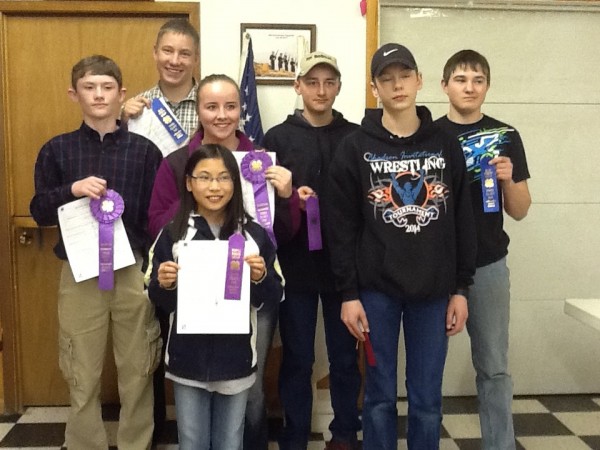 (Front)  Hanna Meier (From left to right) Jake Lemmon, Joe Cattin, Taylor Davidson, Wyatt Davidson, Bucky Cattin, Chance Snook.