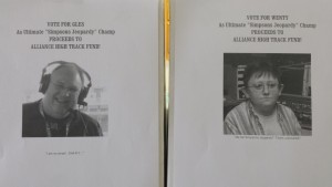 Both of our competitors believe they have what it takes to win! Jason has his "game face" on, while Gles has his game headphones on...